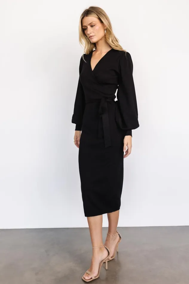 Women Sweaters Baltic Born Soho Bubble Sleeve Sweater Dress Black