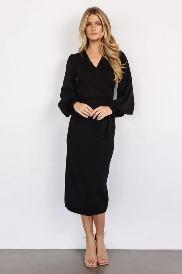 Women Sweaters Baltic Born Soho Bubble Sleeve Sweater Dress Black