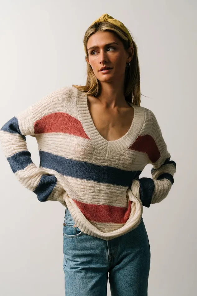 Women Sweaters Baltic Born Telluride Striped Sweater Blue Multi Women Sweaters Baltic Born Telluride Striped Sweater Blue Multi
