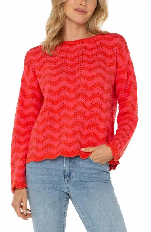 Women Sweaters Liverpool Los Angeles Long Sleeve Boatneck Sweater Pink Red Stripe Women Sweaters Liverpool Los Angeles Long Sleeve Boatneck Sweater Pink Red Stripe