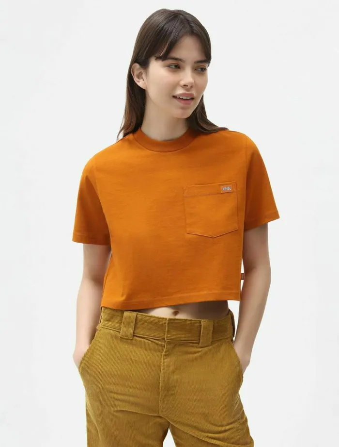 Women TShirts and Tops Dickies Porterdale Crop TShirt Pumpk Spice
