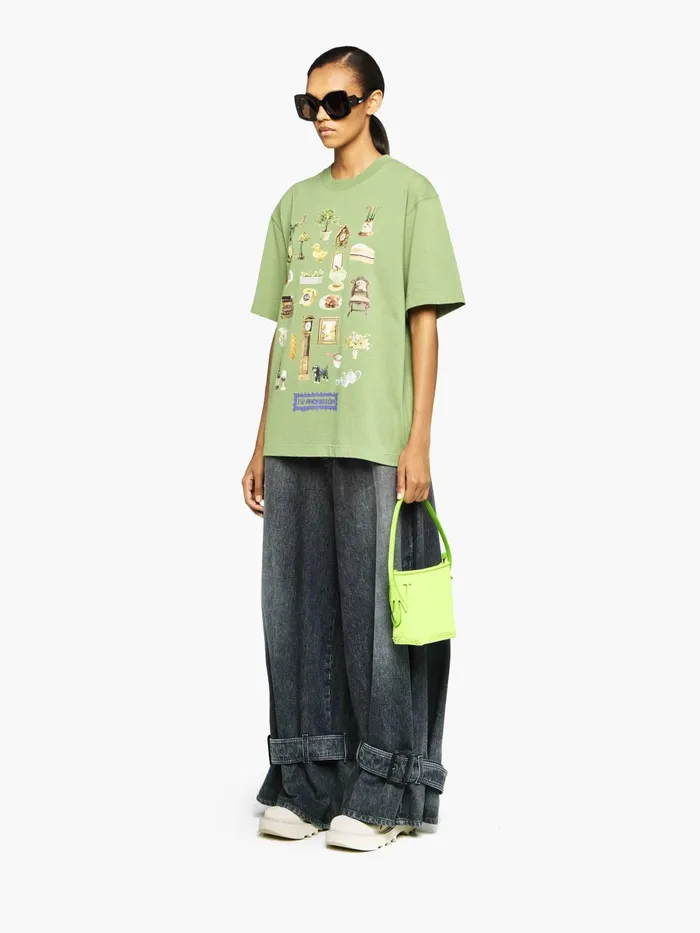 Women TShirts JW Anderson 034DIORAMA034 PRINTED TSHIRT Forest Green