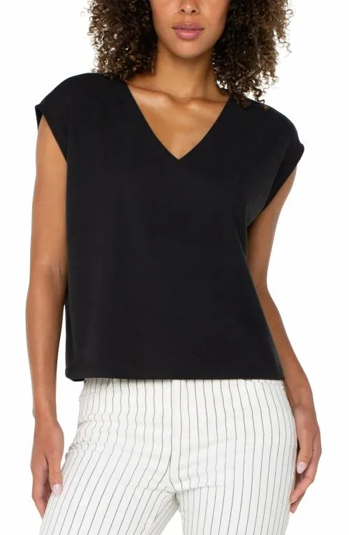 Women Tees Liverpool Los Angeles Dolman Sleeve Vneck Top Black