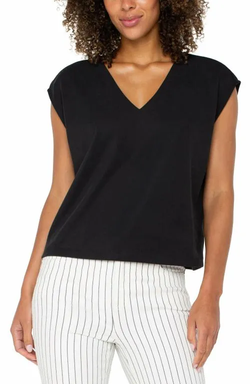 Women Tees Liverpool Los Angeles Dolman Sleeve Vneck Top Black