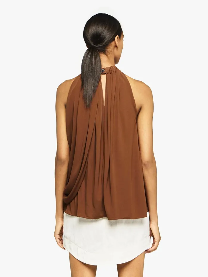 Women Tops and Shirts JW Anderson TWISTED DRAPE HALTER TOP Chestnut Women Tops and Shirts JW Anderson TWISTED DRAPE HALTER TOP Chestnut