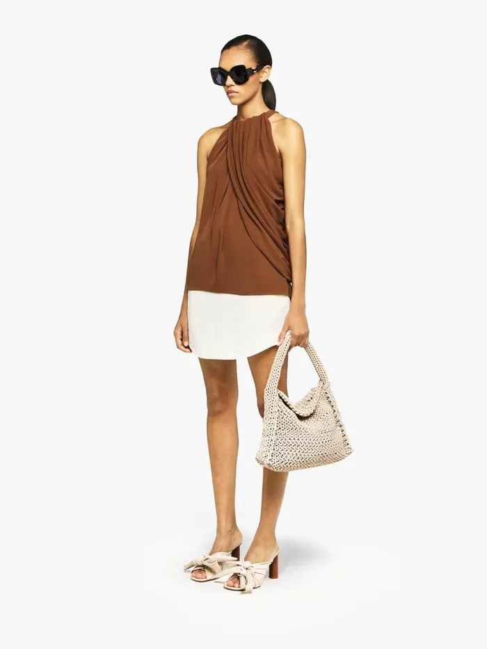 Women Tops and Shirts JW Anderson TWISTED DRAPE HALTER TOP Chestnut Women Tops and Shirts JW Anderson TWISTED DRAPE HALTER TOP Chestnut