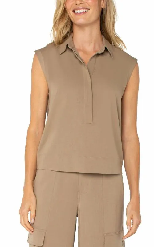 Women Tops Liverpool Los Angeles Sleeveless Cropped Shirt Palo Santo