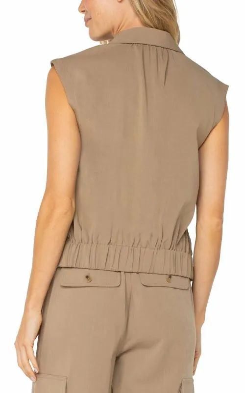 Women Tops Liverpool Los Angeles Sleeveless Cropped Shirt Palo Santo