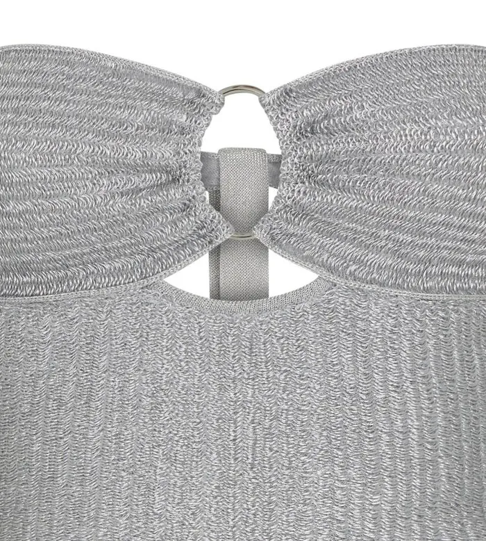 Women Tops Tom Ford Metallic Wool Strapless Top Silver Women Tops Tom Ford Metallic Wool Strapless Top Silver