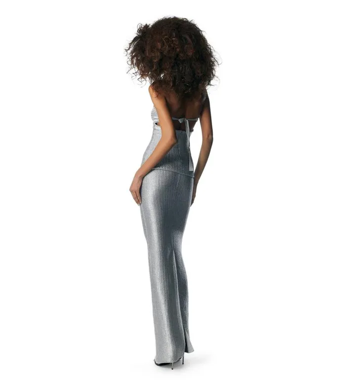 Women Tops Tom Ford Metallic Wool Strapless Top Silver Women Tops Tom Ford Metallic Wool Strapless Top Silver
