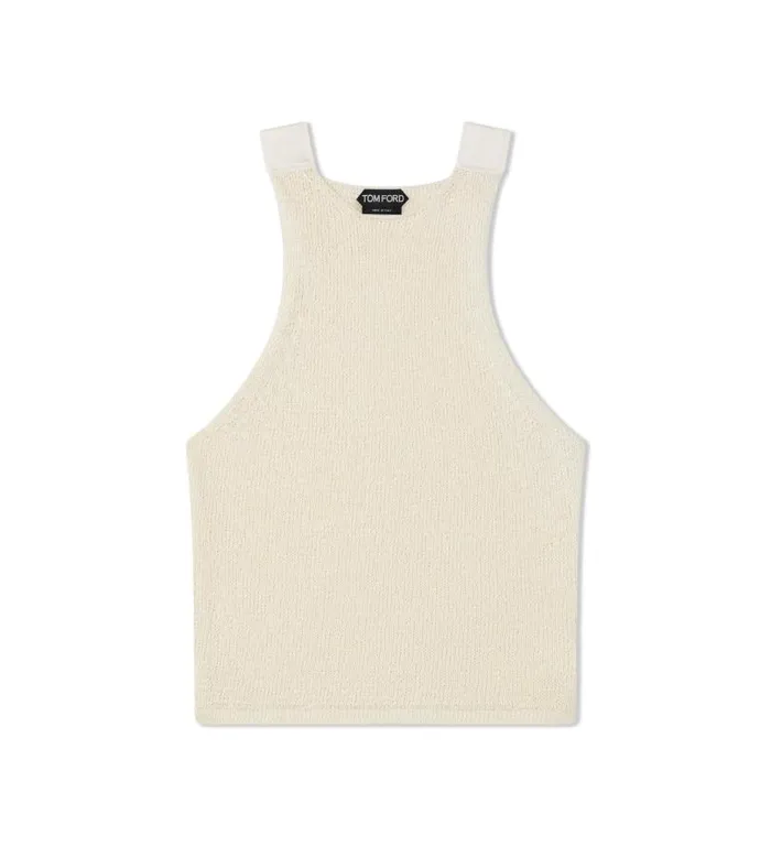 Women Tops Tom Ford Shiny Rafia Tank Top Chalk