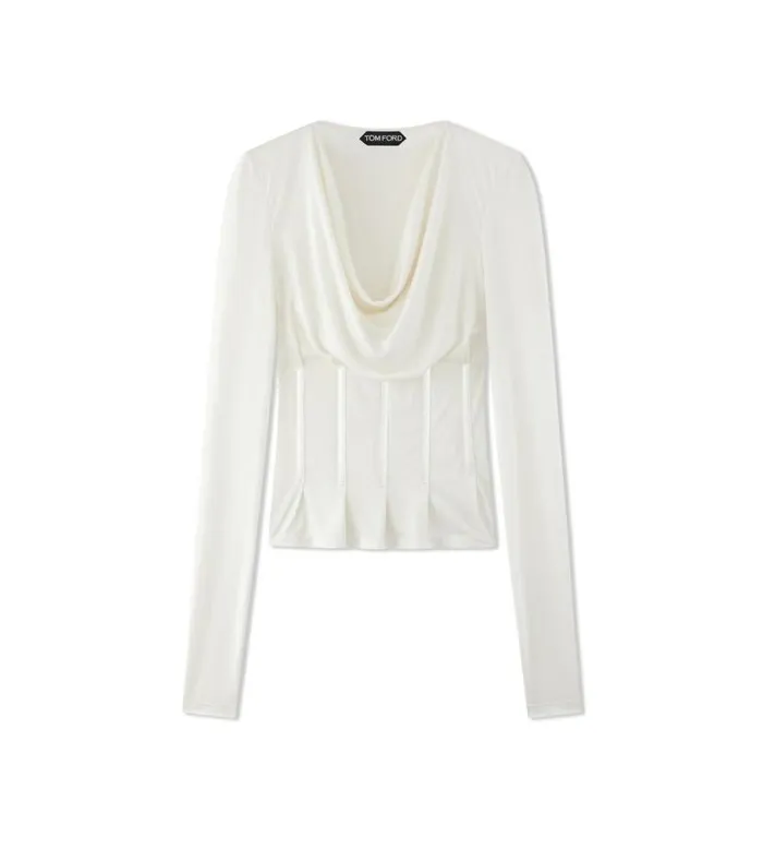 Women Tops Tom Ford Silk Jersey Corset Top Chalk