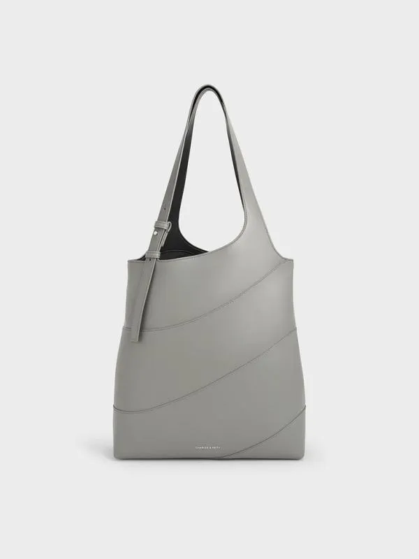 Women Trin Tote Bag 8211 Grey CHARLES and KEITH Slouchy Bags