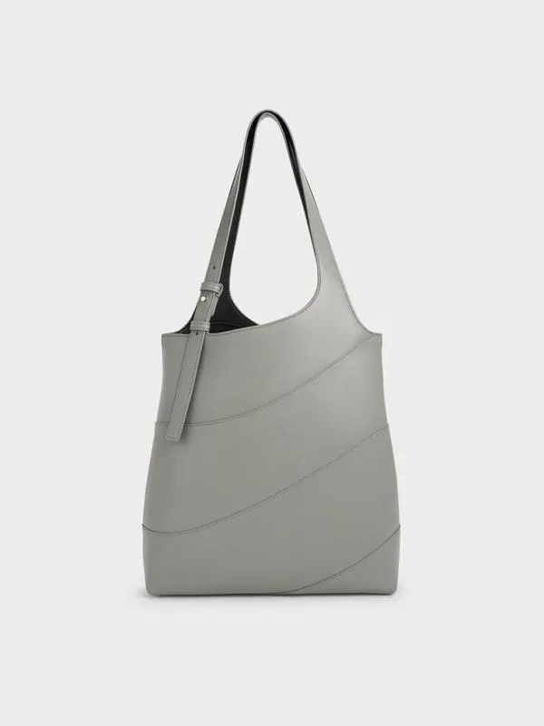 Women Trin Tote Bag 8211 Grey CHARLES and KEITH Slouchy Bags