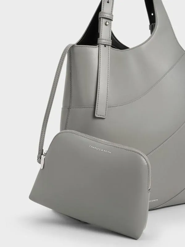 Women Trin Tote Bag 8211 Grey CHARLES and KEITH Slouchy Bags