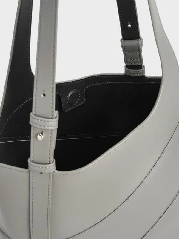 Women Trin Tote Bag 8211 Grey CHARLES and KEITH Slouchy Bags