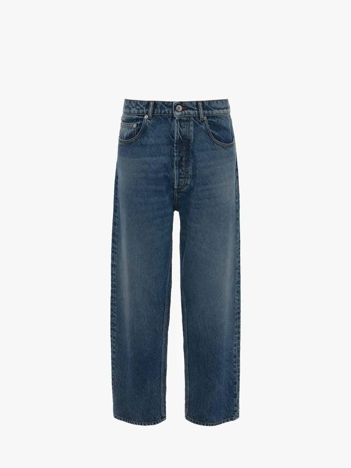 Women Trousers and Shorts JW Anderson CROPPED STRAIGHT LEG JEANS Mid Blue Denim