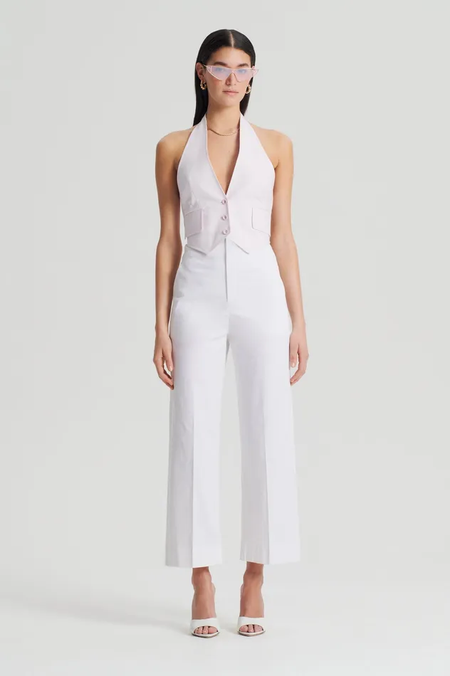 Women Trousers Scanlan Theodore SATEEN CROPPED WIDE LEG TROUSER WHITE