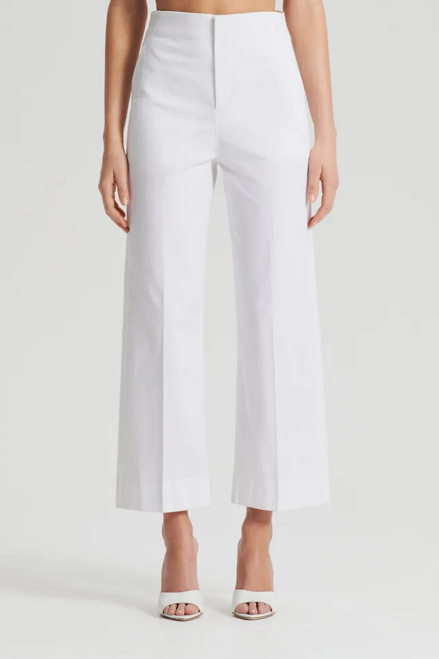 Women Trousers Scanlan Theodore SATEEN CROPPED WIDE LEG TROUSER WHITE Women Trousers Scanlan Theodore SATEEN CROPPED WIDE LEG TROUSER WHITE