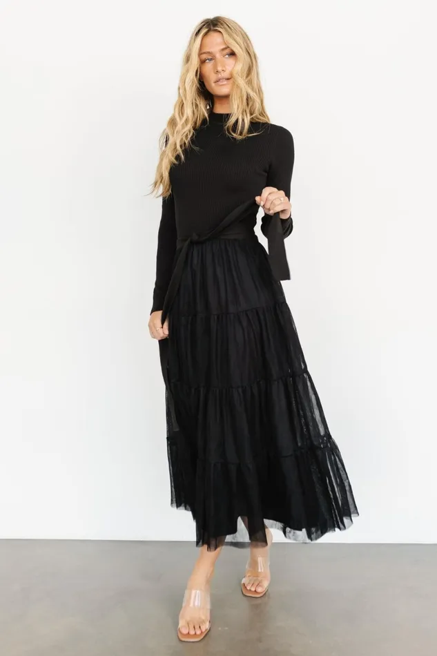 Women Tulle Styles Baltic Born Demi Sweater Tulle Dress Black