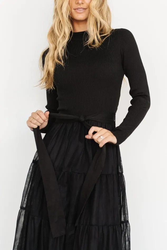 Women Tulle Styles Baltic Born Demi Sweater Tulle Dress Black