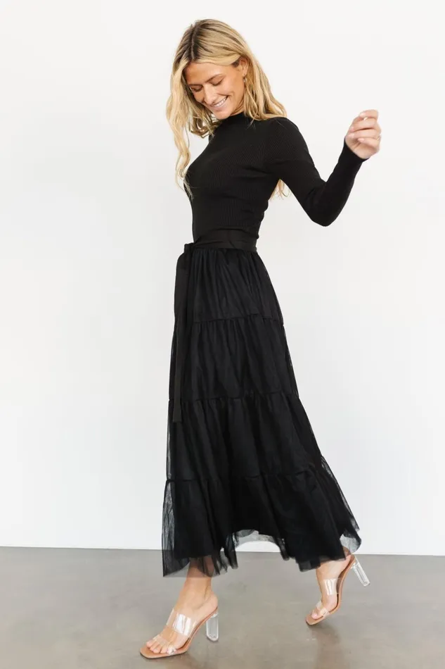 Women Tulle Styles Baltic Born Demi Sweater Tulle Dress Black