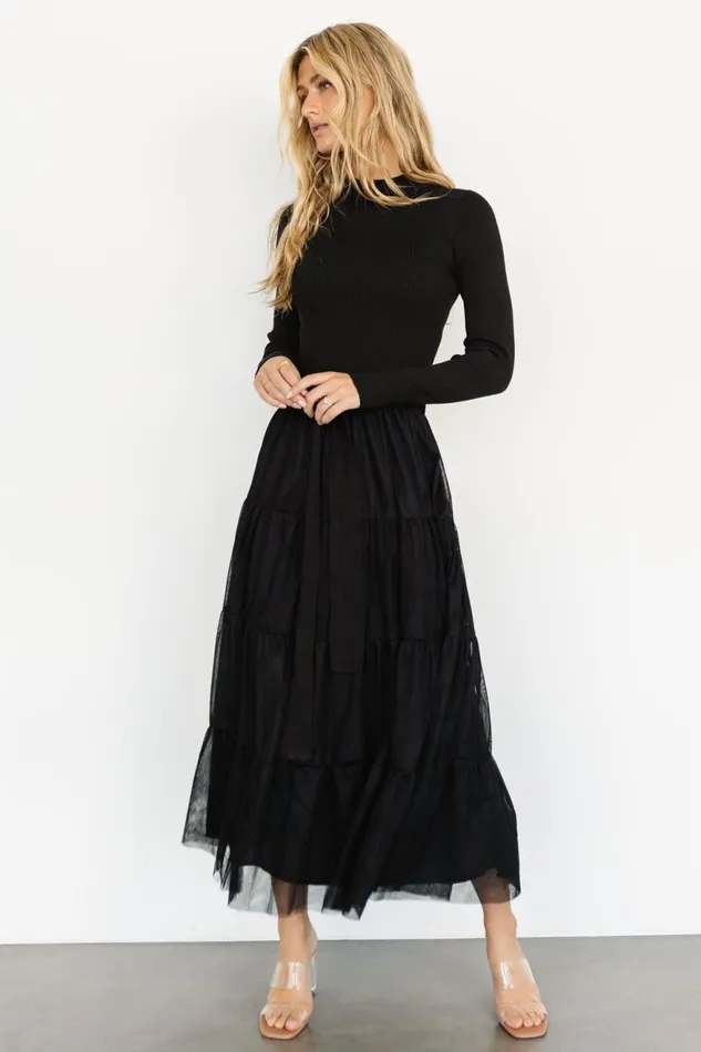 Women Tulle Styles Baltic Born Demi Sweater Tulle Dress Black