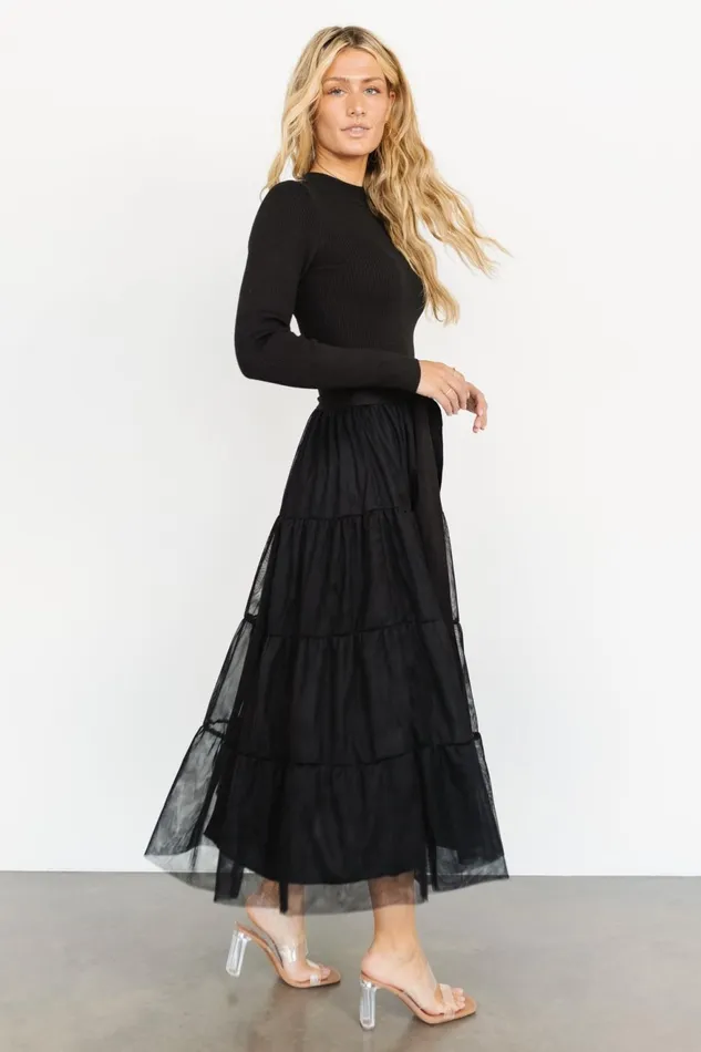 Women Tulle Styles Baltic Born Demi Sweater Tulle Dress Black