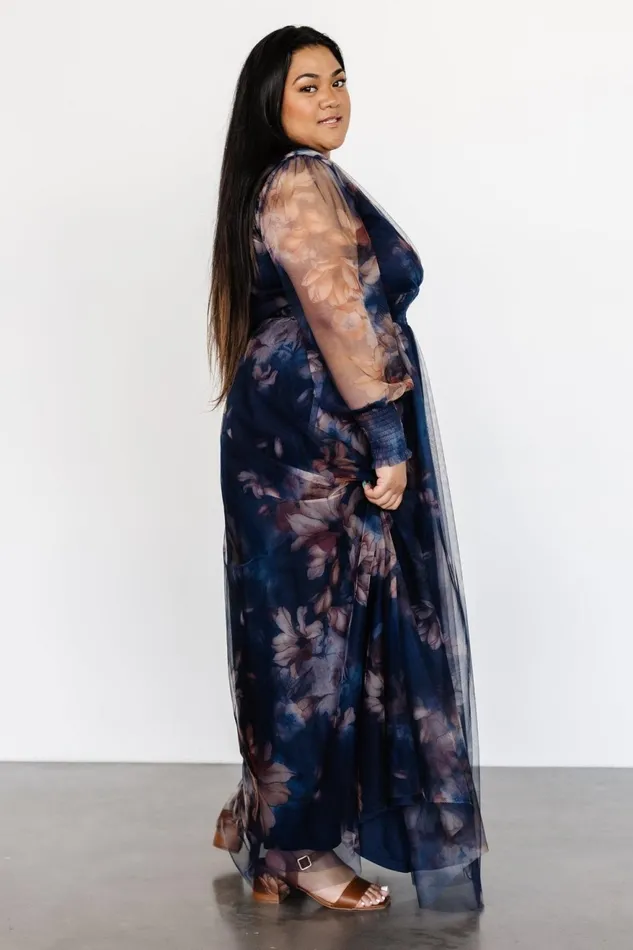 Women Tulle Styles Baltic Born Layla Tulle Maxi Dress Dark Blue Floral