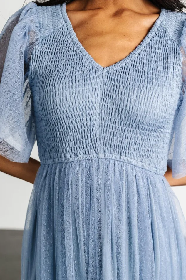 Women Tulle Styles Baltic Born Martha Smocked Tulle Dress Dusty Blue Women Tulle Styles Baltic Born Martha Smocked Tulle Dress Dusty Blue
