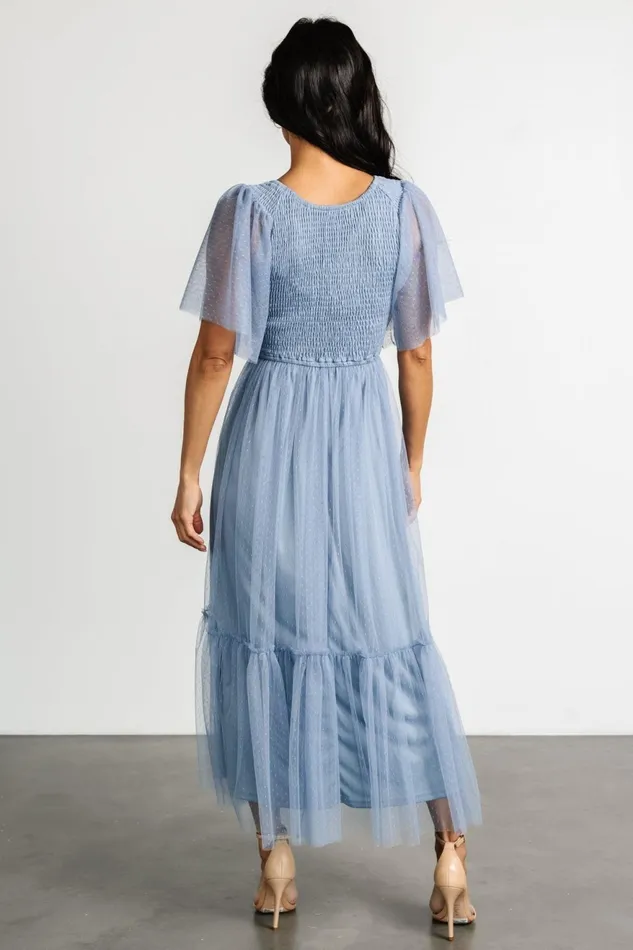 Women Tulle Styles Baltic Born Martha Smocked Tulle Dress Dusty Blue Women Tulle Styles Baltic Born Martha Smocked Tulle Dress Dusty Blue