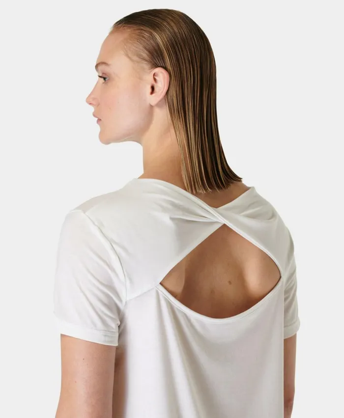 Women Twist Yoga TShirt Lily White Sweaty Betty TShirts
