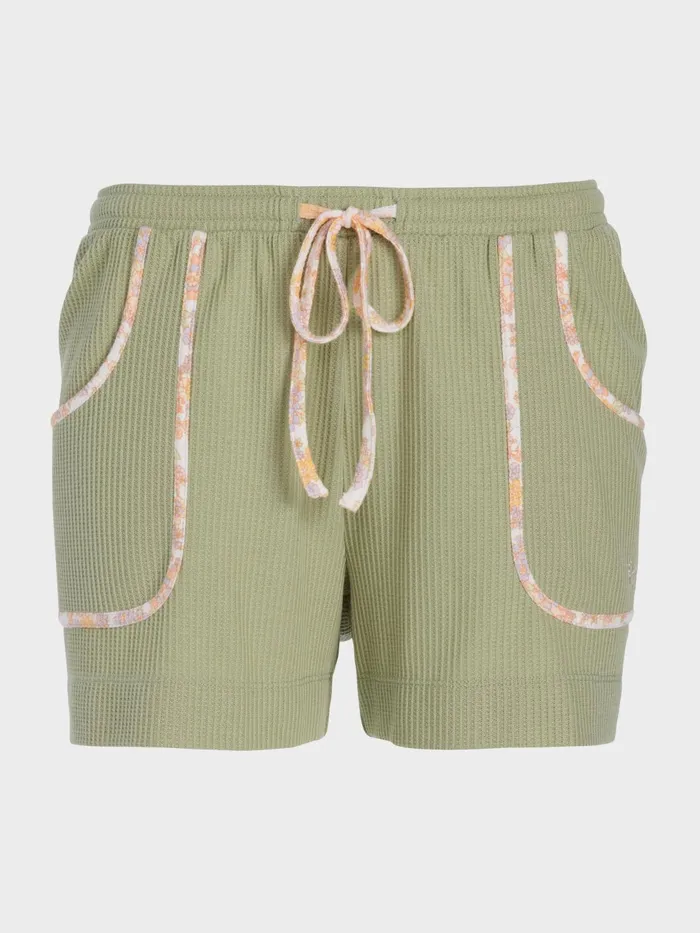 Women Waffle Mid Short Green Peter Alexander Shorts