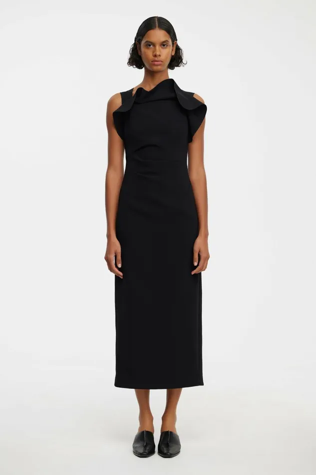 Women WARFIELD MIDI DRESS Black Acler Midi Dresses