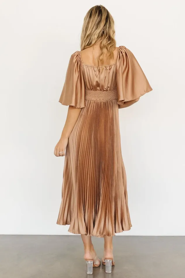 Women Wedding Guest Baltic Born Aubree Pleated Dress Champagne