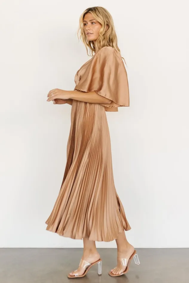 Women Wedding Guest Baltic Born Aubree Pleated Dress Champagne
