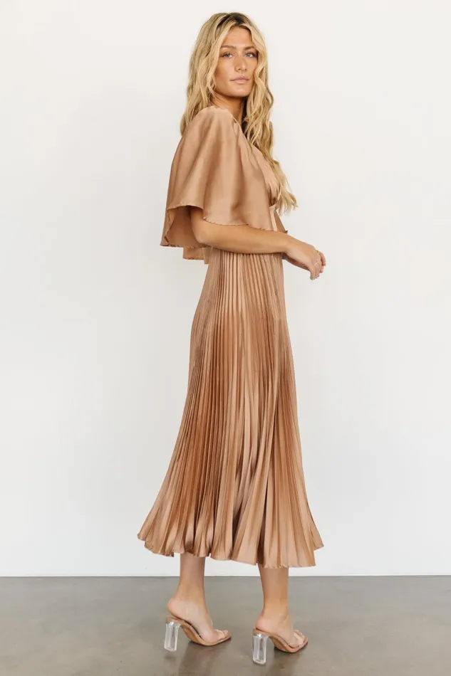 Women Wedding Guest Baltic Born Aubree Pleated Dress Champagne