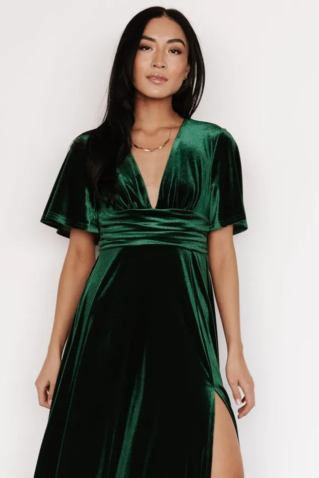 Women Wedding Guest Baltic Born Berenice Velvet Maxi Dress Emerald Women Wedding Guest Baltic Born Berenice Velvet Maxi Dress Emerald