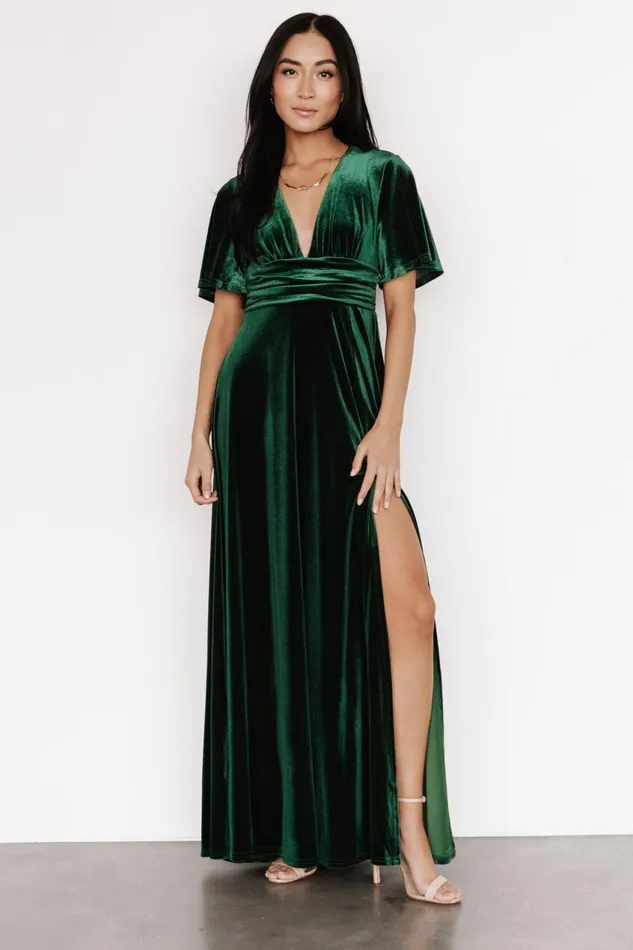 Women Wedding Guest Baltic Born Berenice Velvet Maxi Dress Emerald Women Wedding Guest Baltic Born Berenice Velvet Maxi Dress Emerald