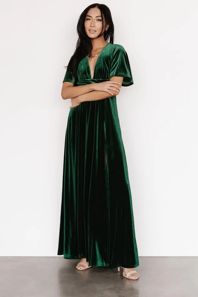 Women Wedding Guest Baltic Born Berenice Velvet Maxi Dress Emerald Women Wedding Guest Baltic Born Berenice Velvet Maxi Dress Emerald