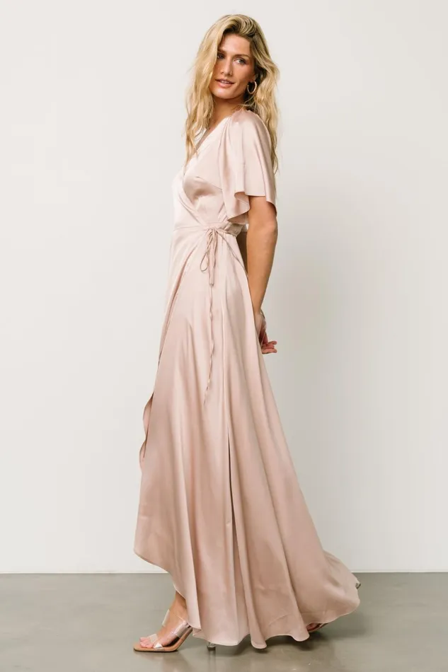 Women Wedding Guest Baltic Born Vara Satin Maxi Wrap Dress Champagne Women Wedding Guest Baltic Born Vara Satin Maxi Wrap Dress Champagne