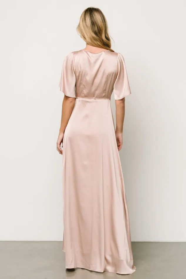 Women Wedding Guest Baltic Born Vara Satin Maxi Wrap Dress Champagne Women Wedding Guest Baltic Born Vara Satin Maxi Wrap Dress Champagne