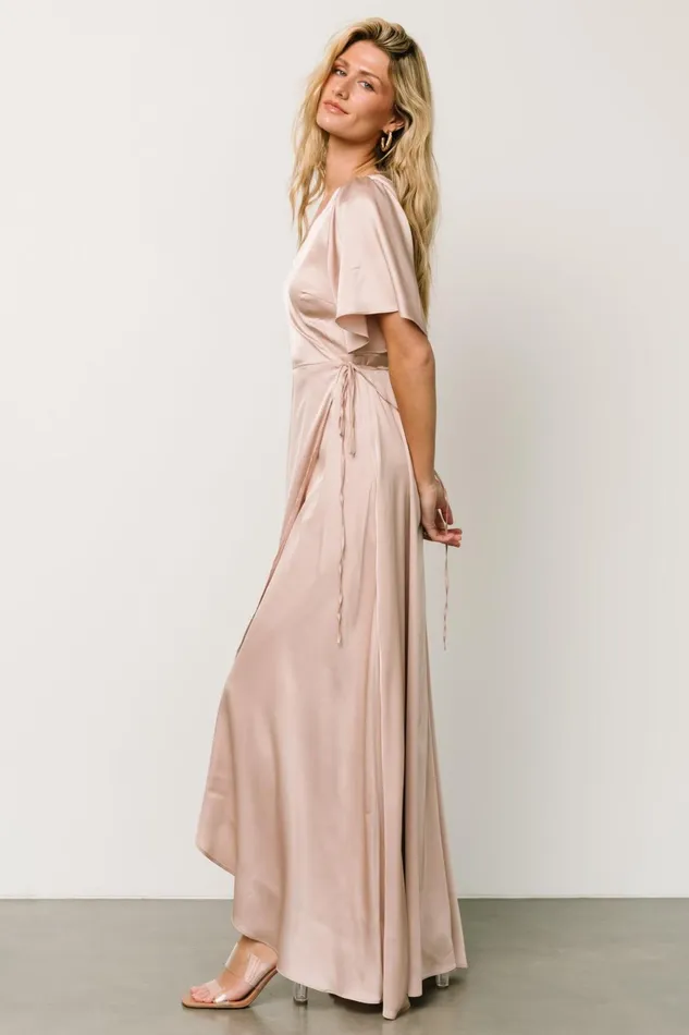 Women Wedding Guest Baltic Born Vara Satin Maxi Wrap Dress Champagne Women Wedding Guest Baltic Born Vara Satin Maxi Wrap Dress Champagne