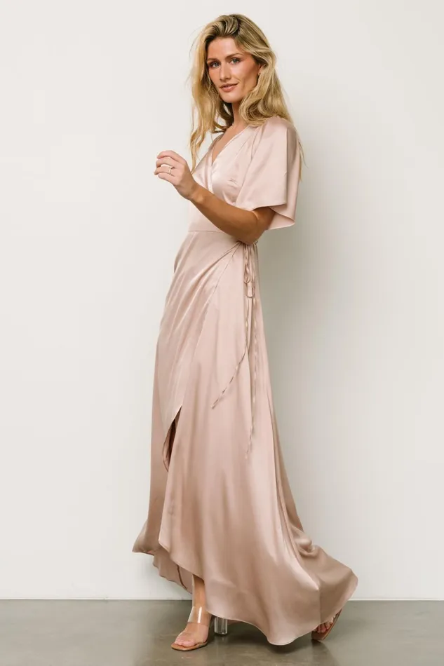 Women Wedding Guest Baltic Born Vara Satin Maxi Wrap Dress Champagne Women Wedding Guest Baltic Born Vara Satin Maxi Wrap Dress Champagne