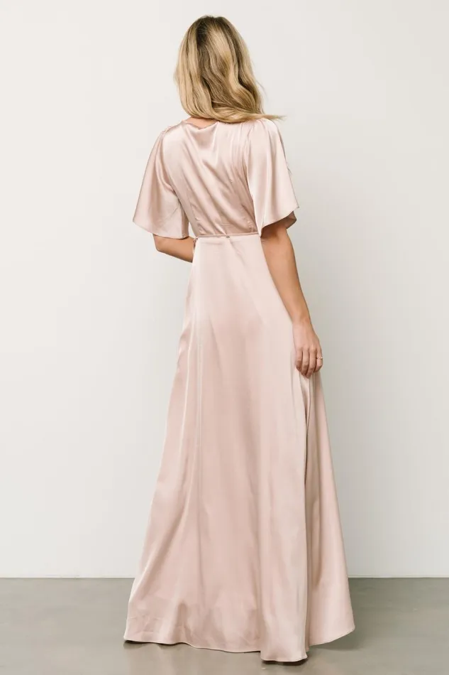 Women Wedding Guest Baltic Born Vara Satin Maxi Wrap Dress Champagne Women Wedding Guest Baltic Born Vara Satin Maxi Wrap Dress Champagne