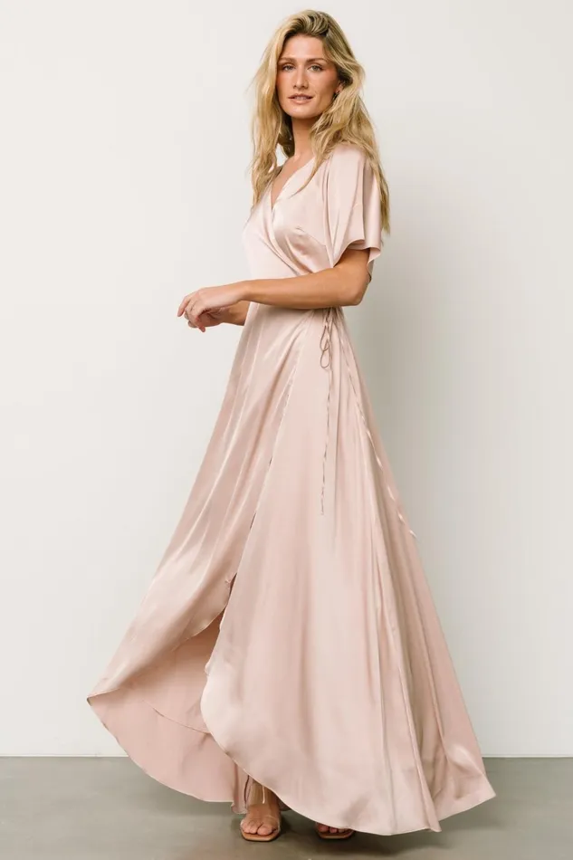 Women Wedding Guest Baltic Born Vara Satin Maxi Wrap Dress Champagne Women Wedding Guest Baltic Born Vara Satin Maxi Wrap Dress Champagne