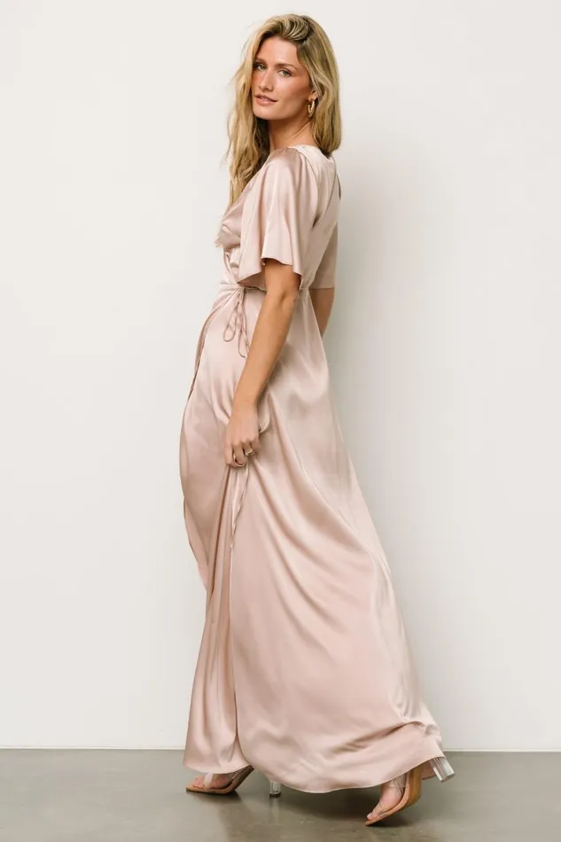 Women Wedding Guest Baltic Born Vara Satin Maxi Wrap Dress Champagne Women Wedding Guest Baltic Born Vara Satin Maxi Wrap Dress Champagne