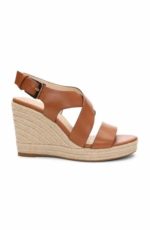 Women Wedges and Espadrilles Liverpool Los Angeles Hills Ankle Strap Platform Wedge Luggage