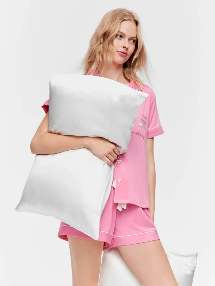 Women White Mulberry Silk Pillowcase 2 Pack White Peter Alexander Silk