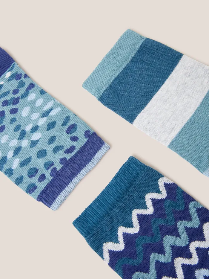 Women White Stuff Accessories 3 Pack Squiggle Ankle Socks